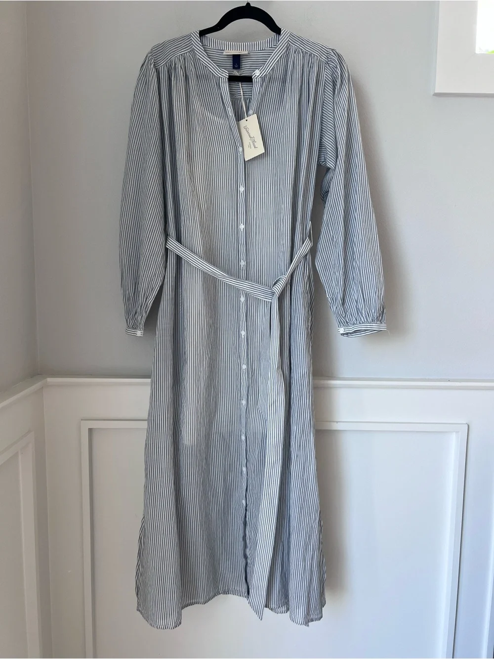 Universal Thread Light Blue Striped Button-Front Maxi Robe Dress
